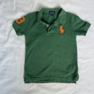Ralph Lauren Toddler Polo Shirt 4/4T Green with Orange Logo